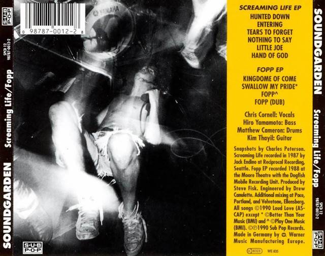 Screaming Life/Fopp - Soundgarden (CD - 40) music collectible [Barcode 098787001228] - Main Image 2
