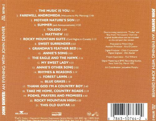 An Evening With John Denver - Denver, John (CD) music collectible [Barcode 020831146821] - Main Image 2