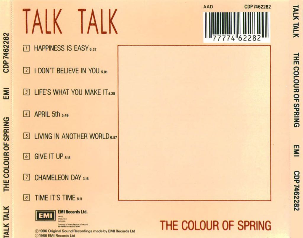 The Colour Of Spring - Talk Talk (CD - 46) music collectible [Barcode 5099962178624] - Main Image 2