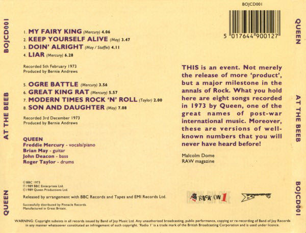Queen at the Beeb - Queen (CD - 38) music collectible [Barcode 5017644900127] - Main Image 2
