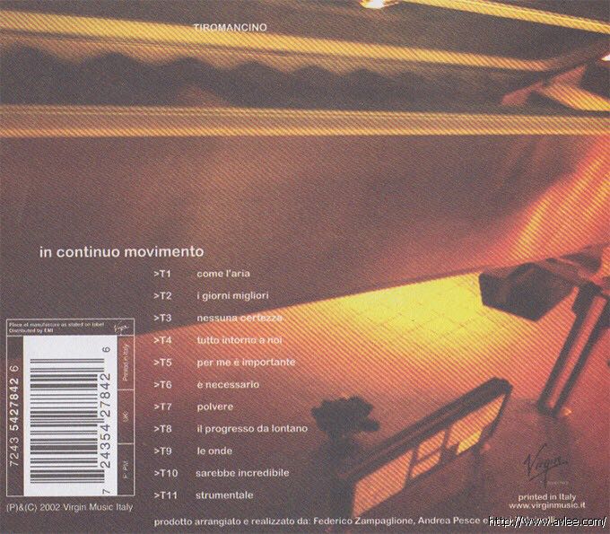 In Continuo Movimento - Tiromancino (CD) music collectible [Barcode 724354278426] - Main Image 2