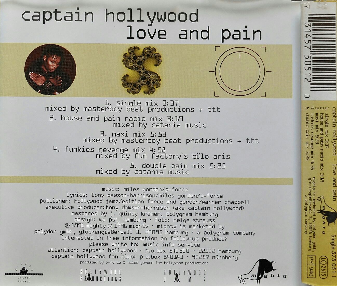 Love And Pain - Captain Hollywood (CD) music collectible [Barcode 731457505120] - Main Image 2