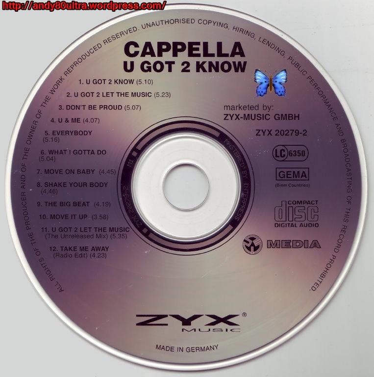 U Got 2 Know - Cappella (CD - 30) music collectible [Barcode 6417138081940] - Main Image 4