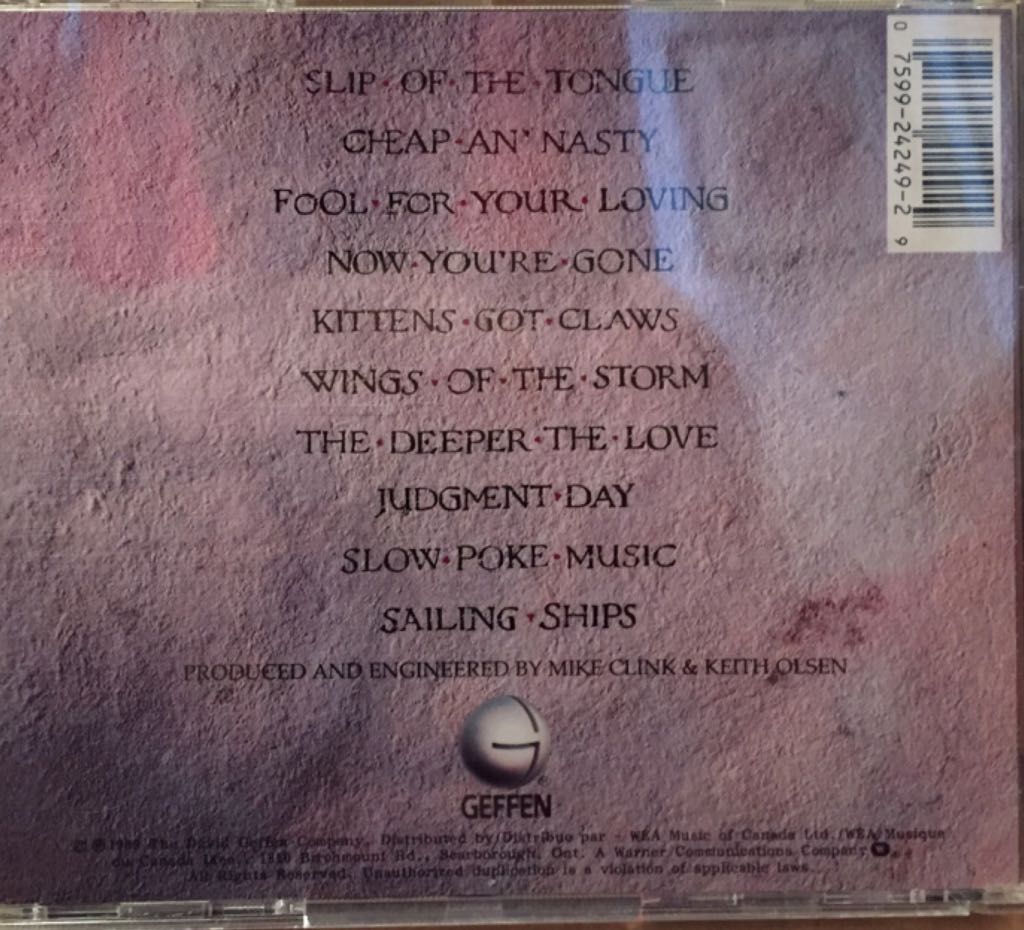 Slip Of The Tongue - Whitesnake (CD - 47) music collectible [Barcode 075992424929] - Main Image 2