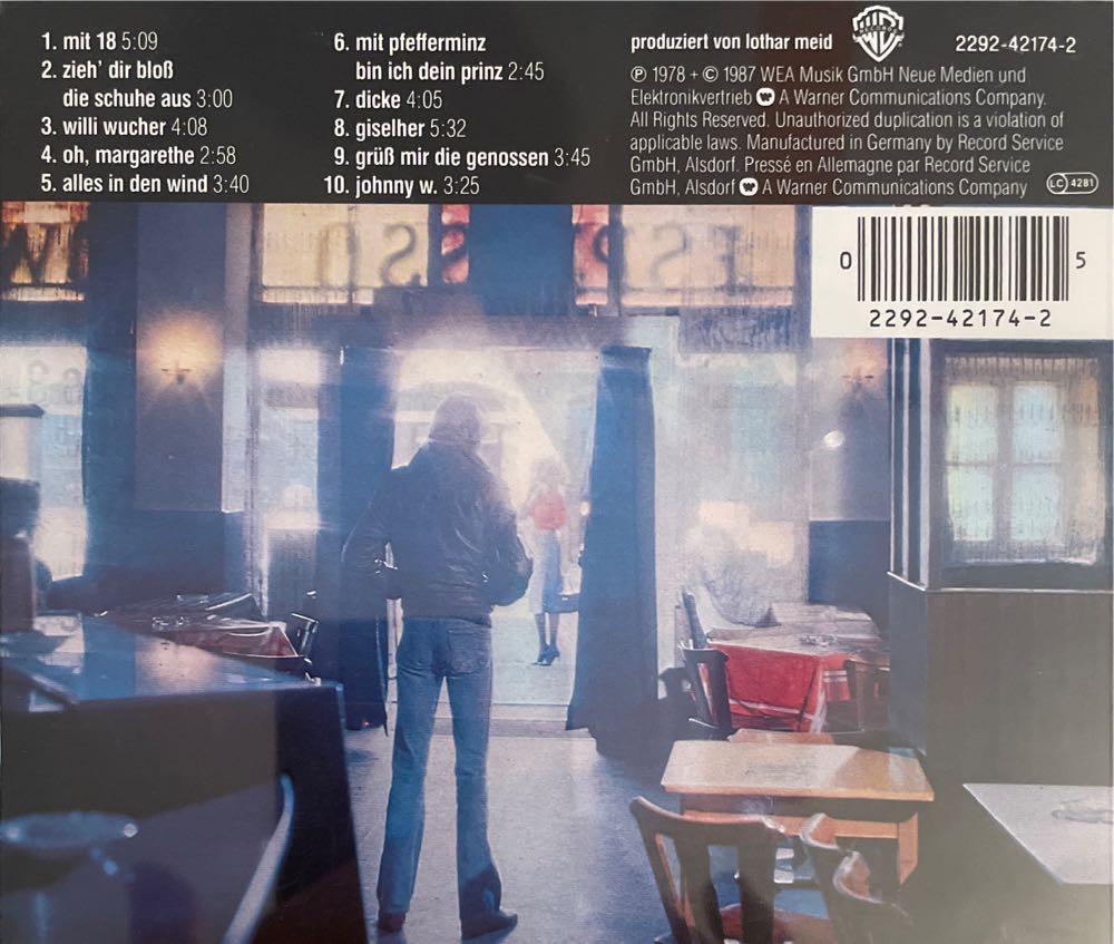 Mit Pfefferminz Bin Ich Dein Prinz - Marius Müller-Westernhagen (CD - 3827) music collectible [Barcode 022924217425] - Main Image 2