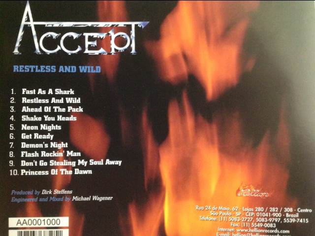 Restless And Wild - Accept (CD - 43:59) music collectible [Barcode 042281098727] - Main Image 2
