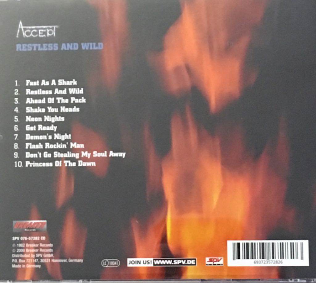 Restless and Wild - Accept (CD) music collectible [Barcode 693723572826] - Main Image 2