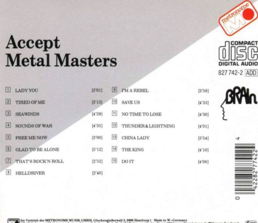 Metal Masters - Accept (CD) music collectible [Barcode 5016658101124] - Main Image 2