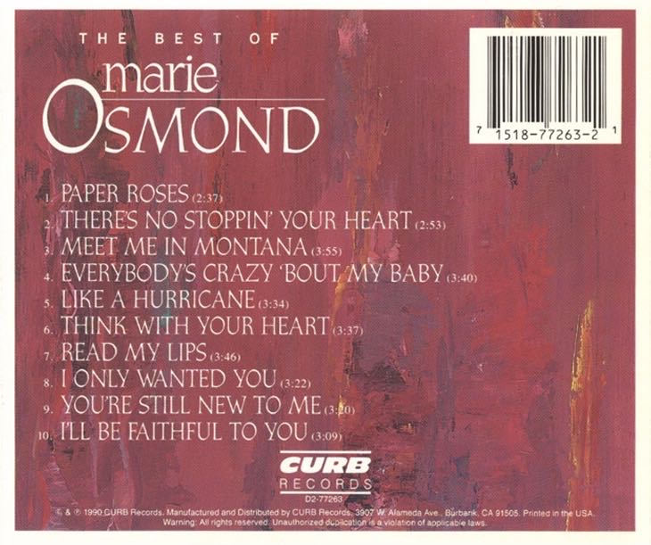 Marie Osmond: Best Of, The - Marie Osmond (CD) music collectible [Barcode 715187726321] - Main Image 2