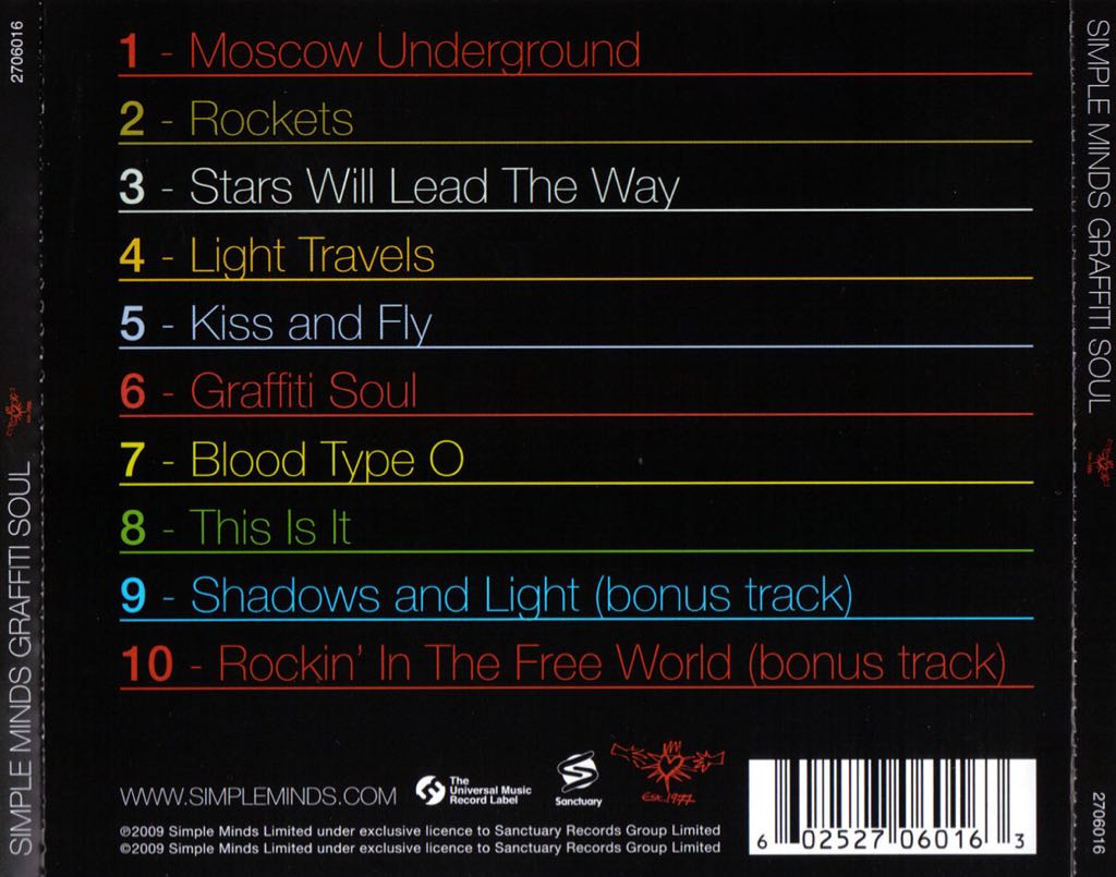 Graffiti Soul - Simple Minds (CD - 42) music collectible [Barcode 602527060163] - Main Image 2