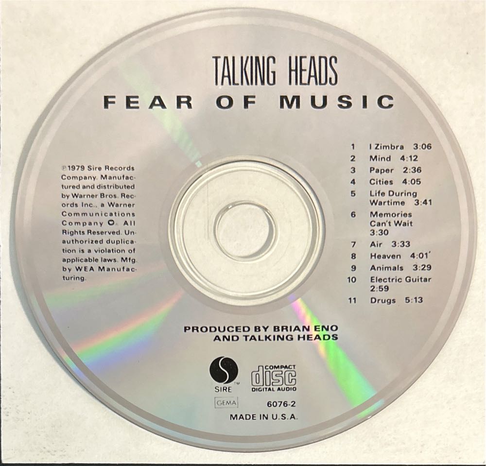 Fear Of Music - Talking Heads (CD - 41) music collectible [Barcode 075992742825] - Main Image 4