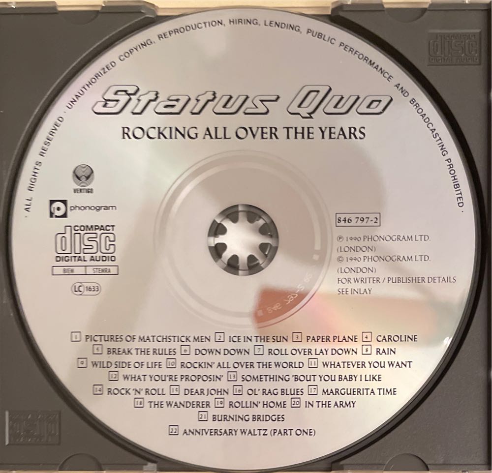 Rocking All Over The Years - Status Quo (CD - 78) music collectible [Barcode 042284679725] - Main Image 3