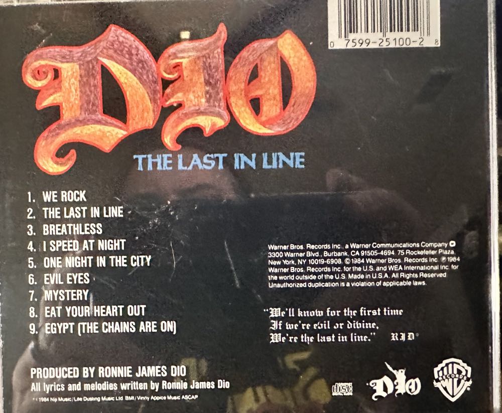 The Last in Line - Dio (CD - 41) music collectible [Barcode 075992510028] - Main Image 4
