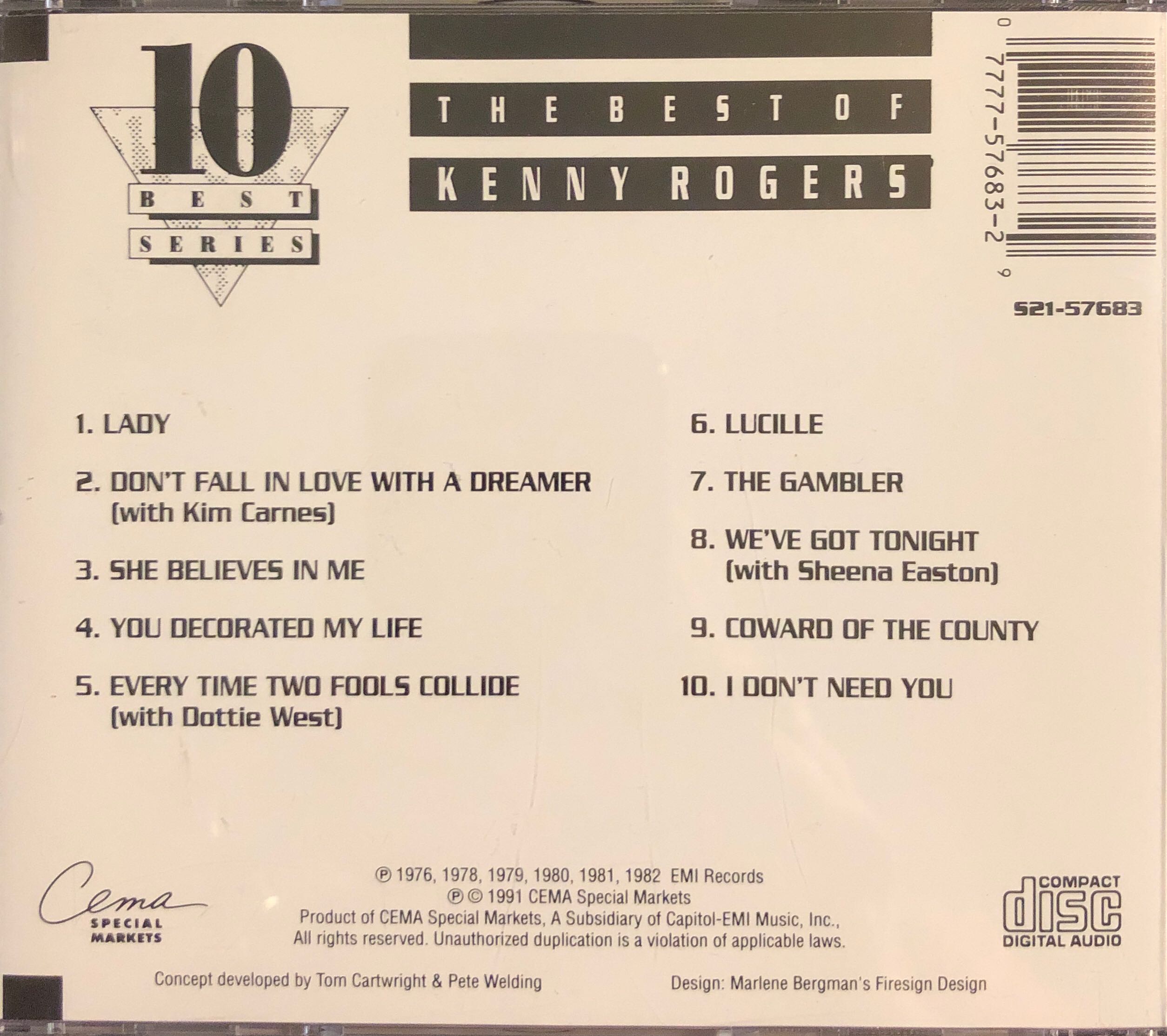 Best Of Kenny Rogers - Kenny Rogers (CD - 38) music collectible [Barcode 077775768329] - Main Image 2
