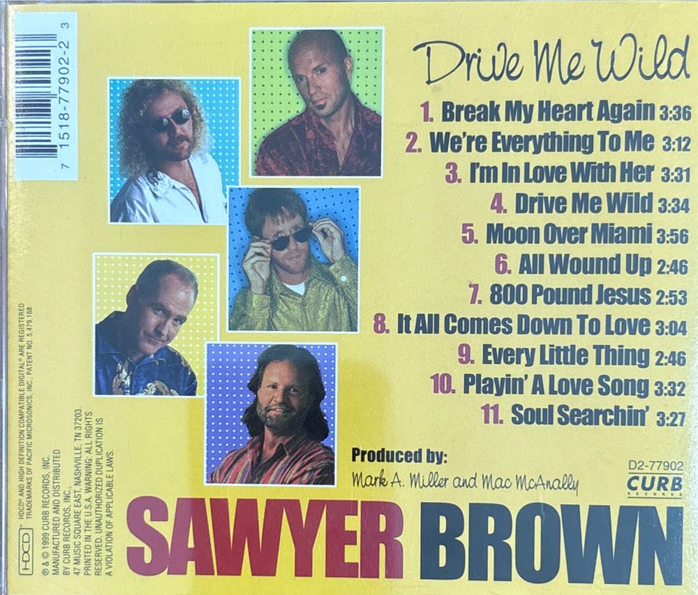 Drive Me Wild - Sawyer Brown (CD - 37) music collectible [Barcode 715187790223] - Main Image 2