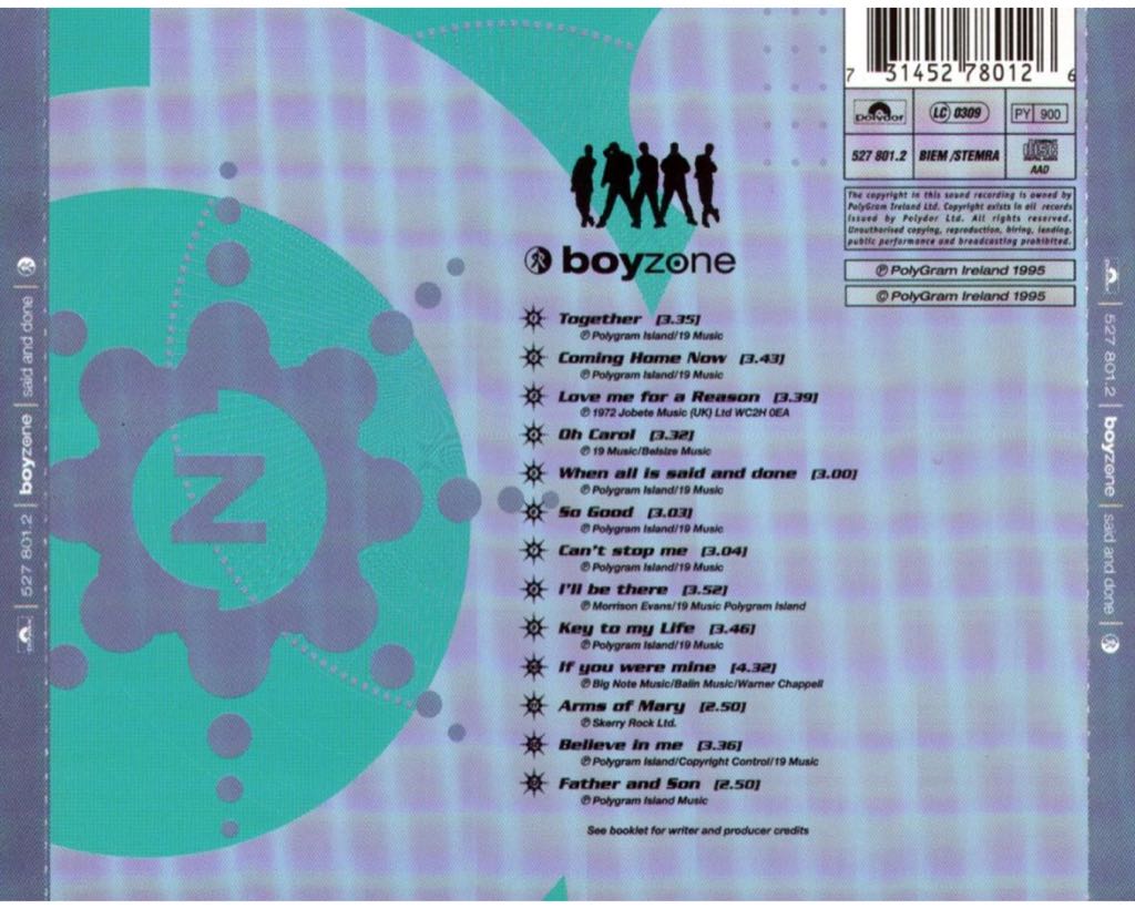 Said And Done - Boyzone music collectible [Barcode 4741471780126] - Main Image 2