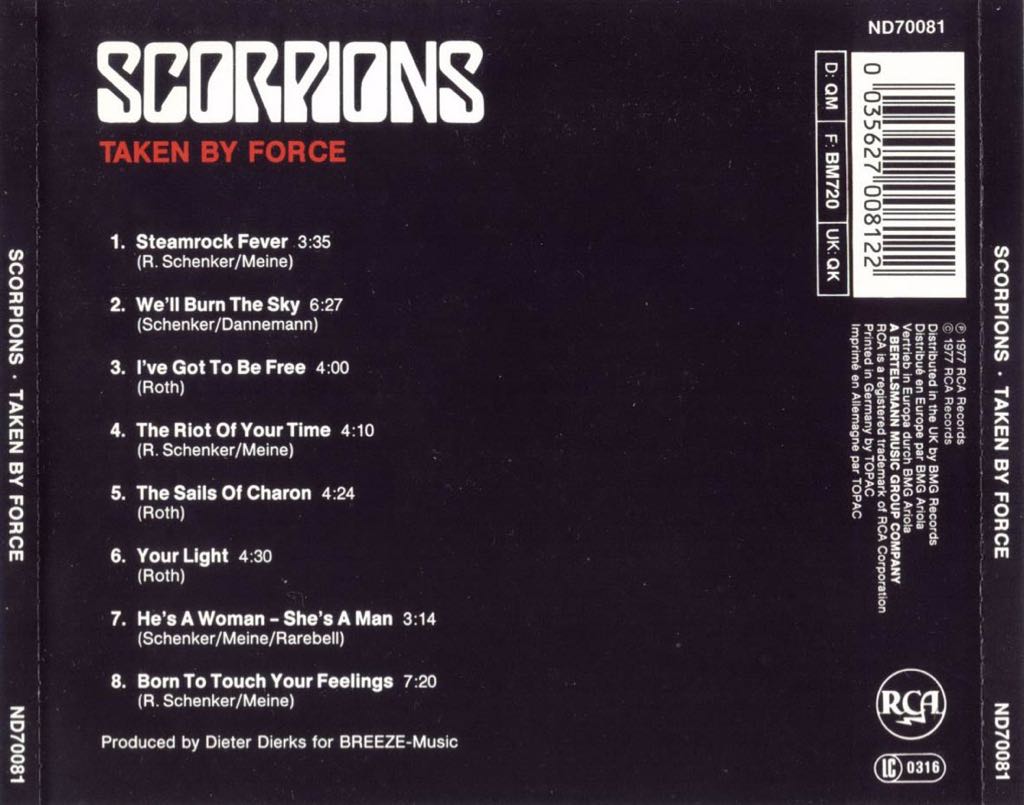 Taken By Force - Scorpions (CD - 48) music collectible [Barcode 035627008122] - Main Image 2