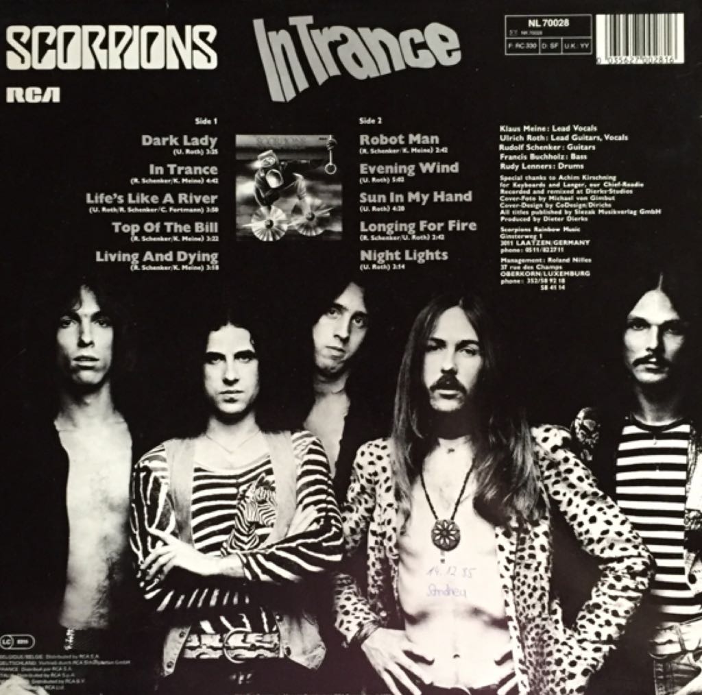 02 - Album - Scorpions (03) - In Trance - Scorpions (12” - 37) music collectible [Barcode 035627002816] - Main Image 2