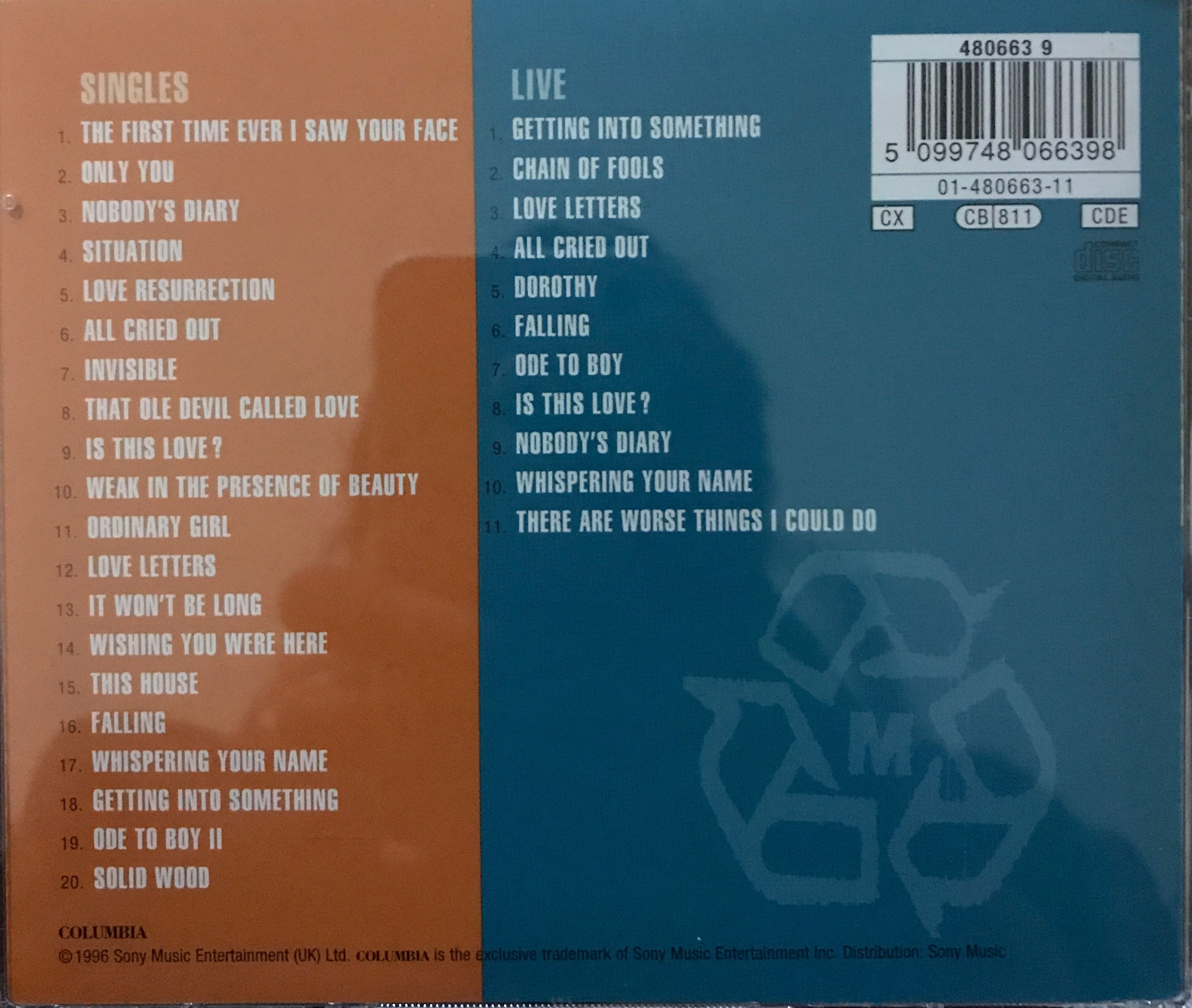 Singles/Live - Moyet, Alison (CD) music collectible [Barcode 5099748066398] - Main Image 2