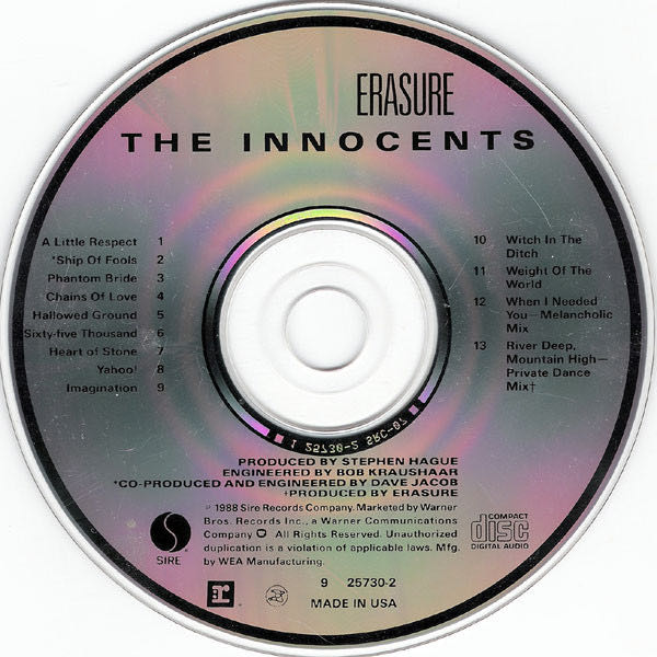 Innocents - Erasure (CD - 51) music collectible [Barcode 075992573023] - Main Image 3