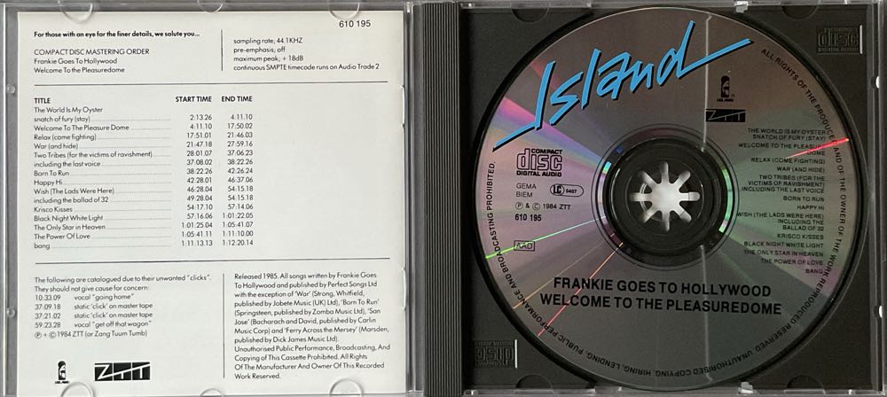 Welcome to the pleasuredome - Frankie Goes To Hollywood (CD - 64) music collectible [Barcode 4007196101951] - Main Image 4