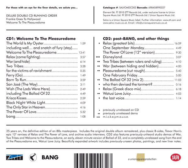 Welcome To The Pleasuredome - Frankie Goes To Hollywood (CD) music collectible - Main Image 2