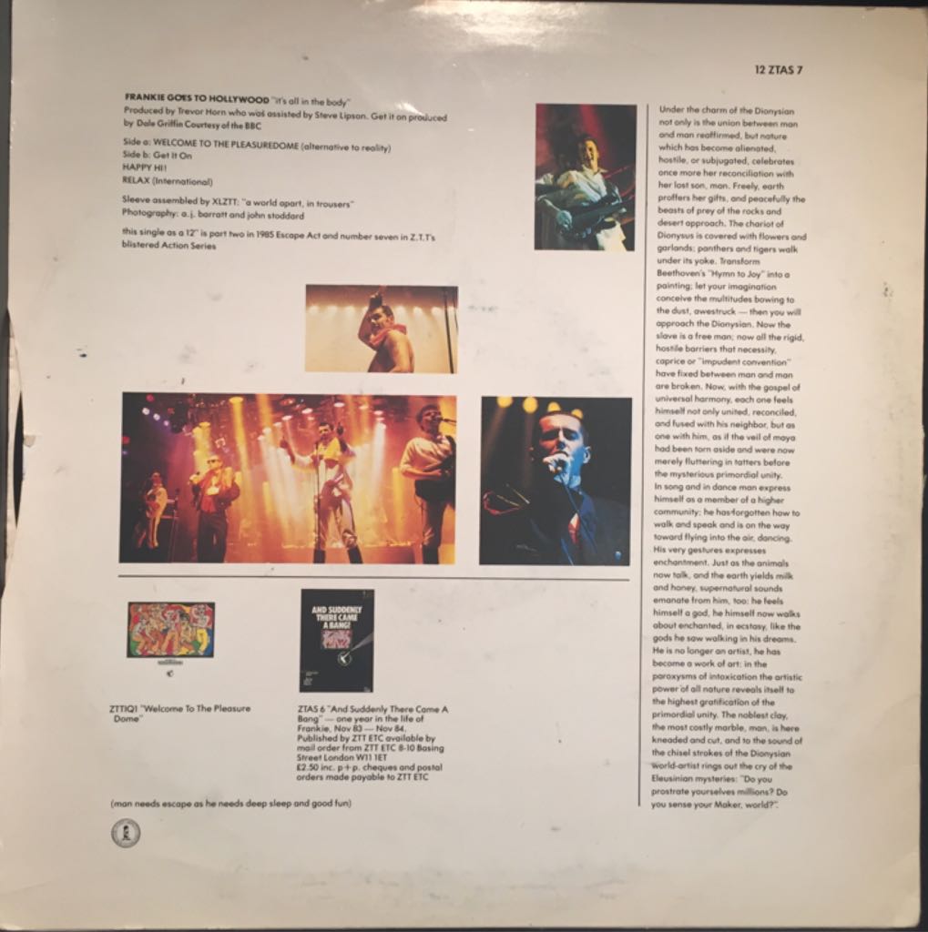 Welcome To The Pleasuredome - Frankie Goes To Hollywood (12” - 21) music collectible - Main Image 2