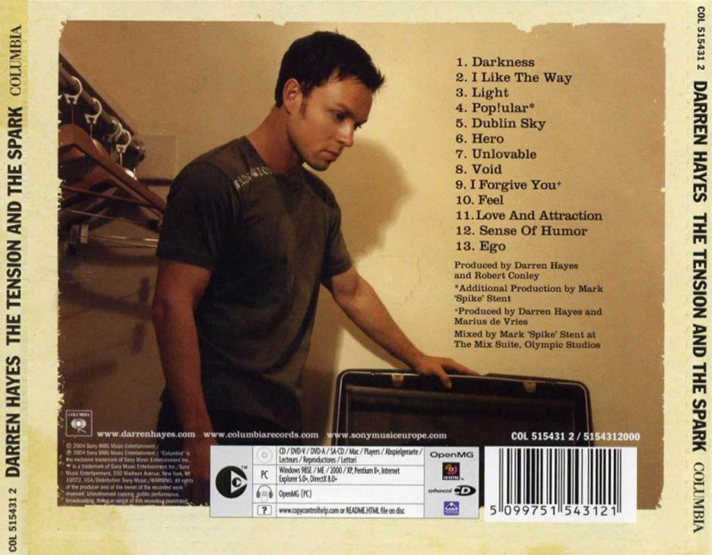Tension and the Spark - Darren Hayes (CD) music collectible [Barcode 5099751543121] - Main Image 2