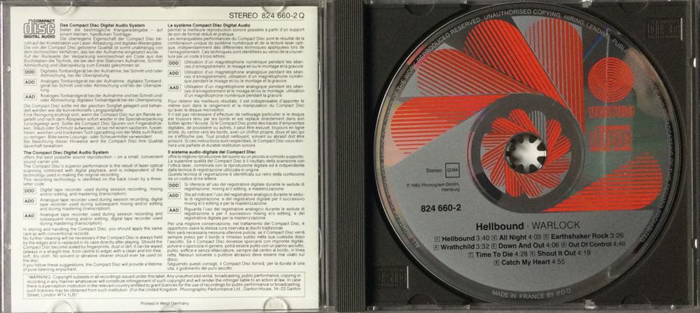Hellbound - Warlock (CD - 38) music collectible [Barcode 042282466020] - Main Image 4