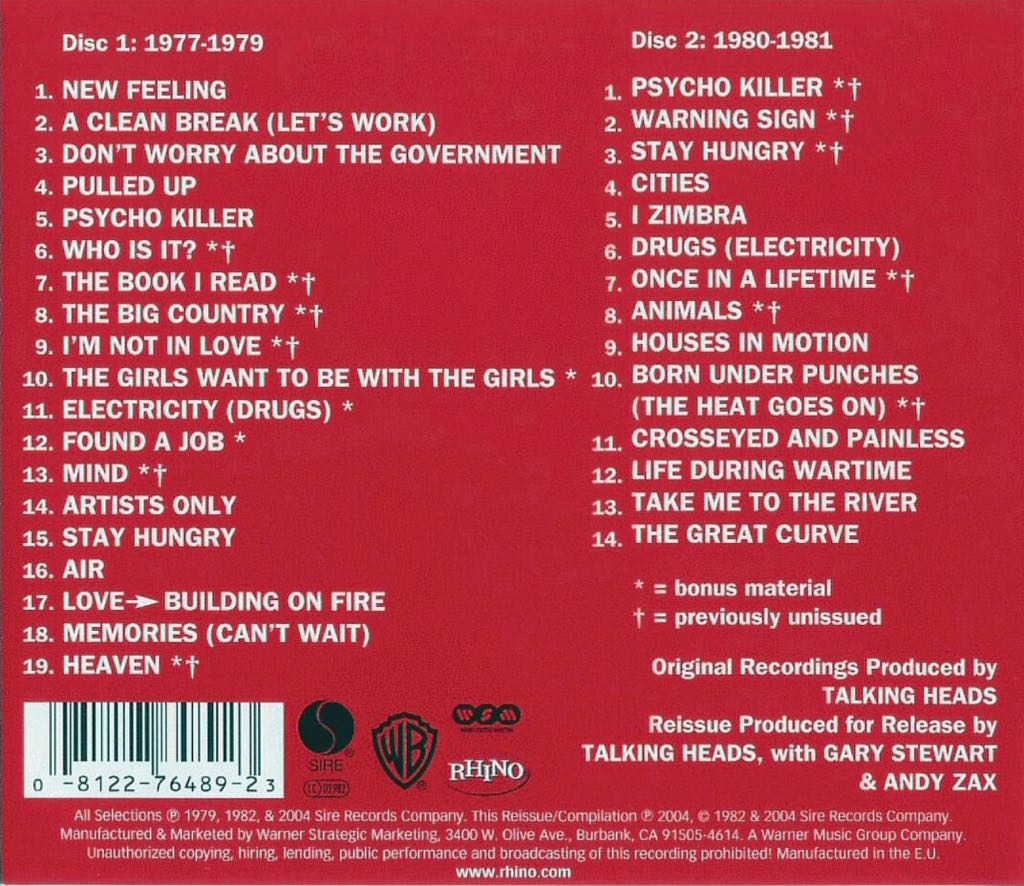 name of this band is Talking Heads, The - Talking Heads (CD - 15628) music collectible [Barcode 081227648923] - Main Image 2
