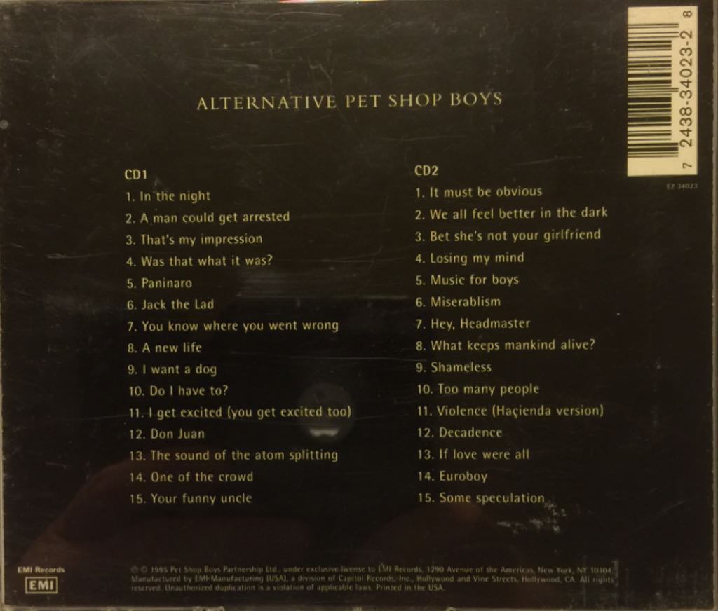 Alternative - Pet Shop Boys (CD) music collectible [Barcode 724383402328] - Main Image 2