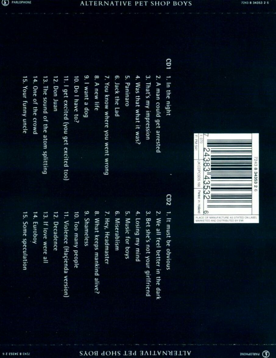 Alternative - Pet Shop Boys (CD - 135) music collectible [Barcode 724383435326] - Main Image 2
