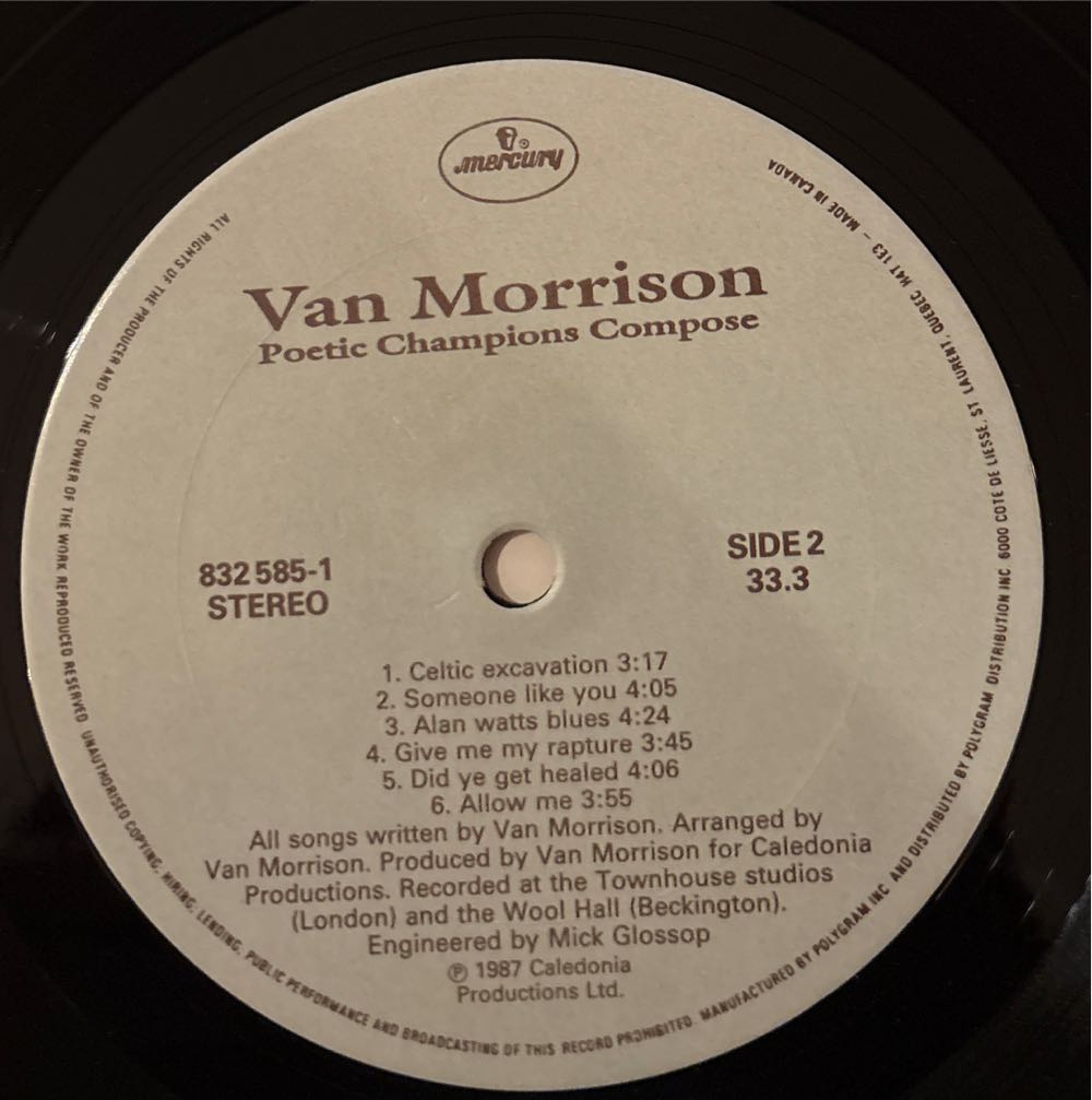 Poetic Champions Compose - Van Morrison (12”) music collectible [Barcode 042283258518] - Main Image 4