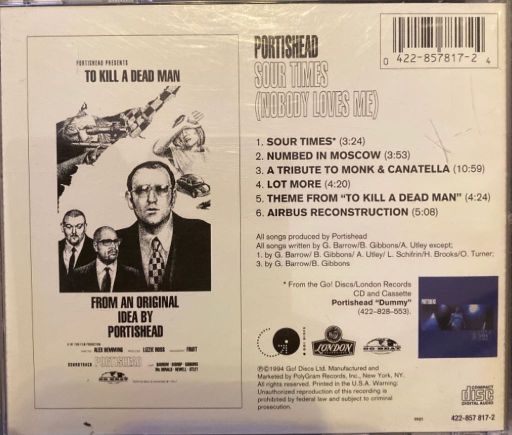 Sour Times (Nobody Loves Me) - Portishead (CD) music collectible [Barcode 042285781724] - Main Image 2