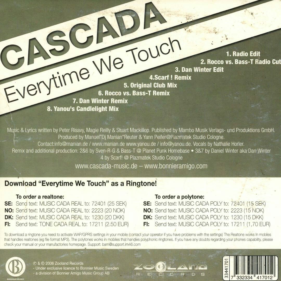 Everytime We Touch - Cascada (CD) music collectible [Barcode 7332334417012] - Main Image 2