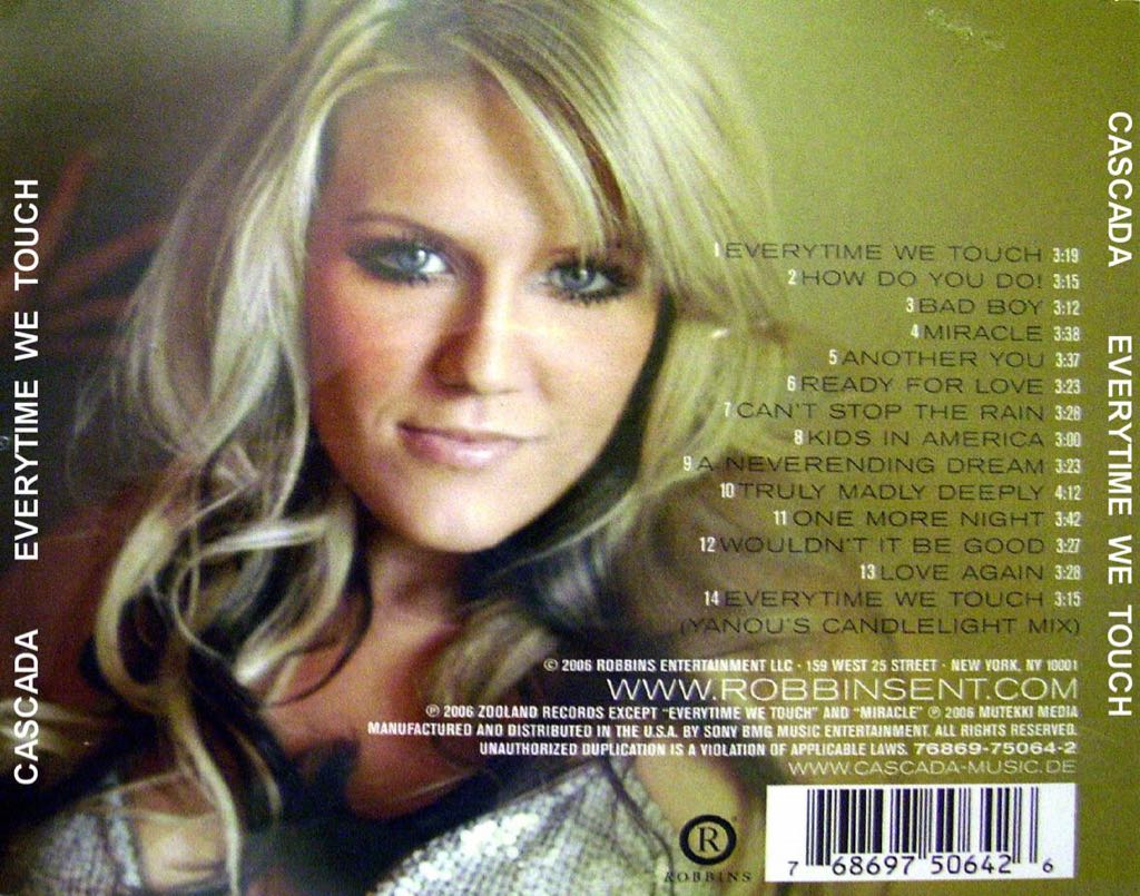 Everytime We Touch - Cascada (CD) music collectible [Barcode 768697506426] - Main Image 2