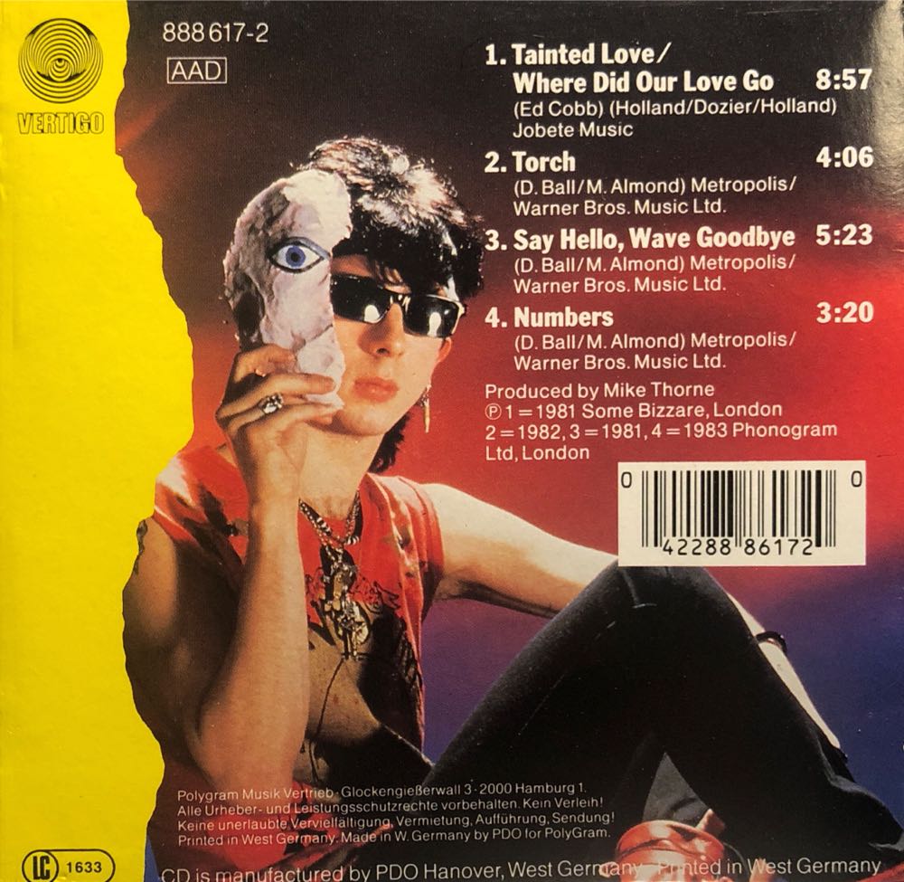 Tainted Love / Where Did Our Love Go - Soft Cell (CD) music collectible [Barcode 042288861720] - Main Image 2