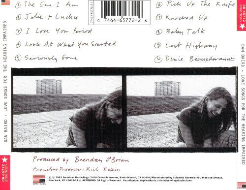 Love Songs For The Hearing Impaired - Dan Baird (CD) music collectible [Barcode 075992699921] - Main Image 2