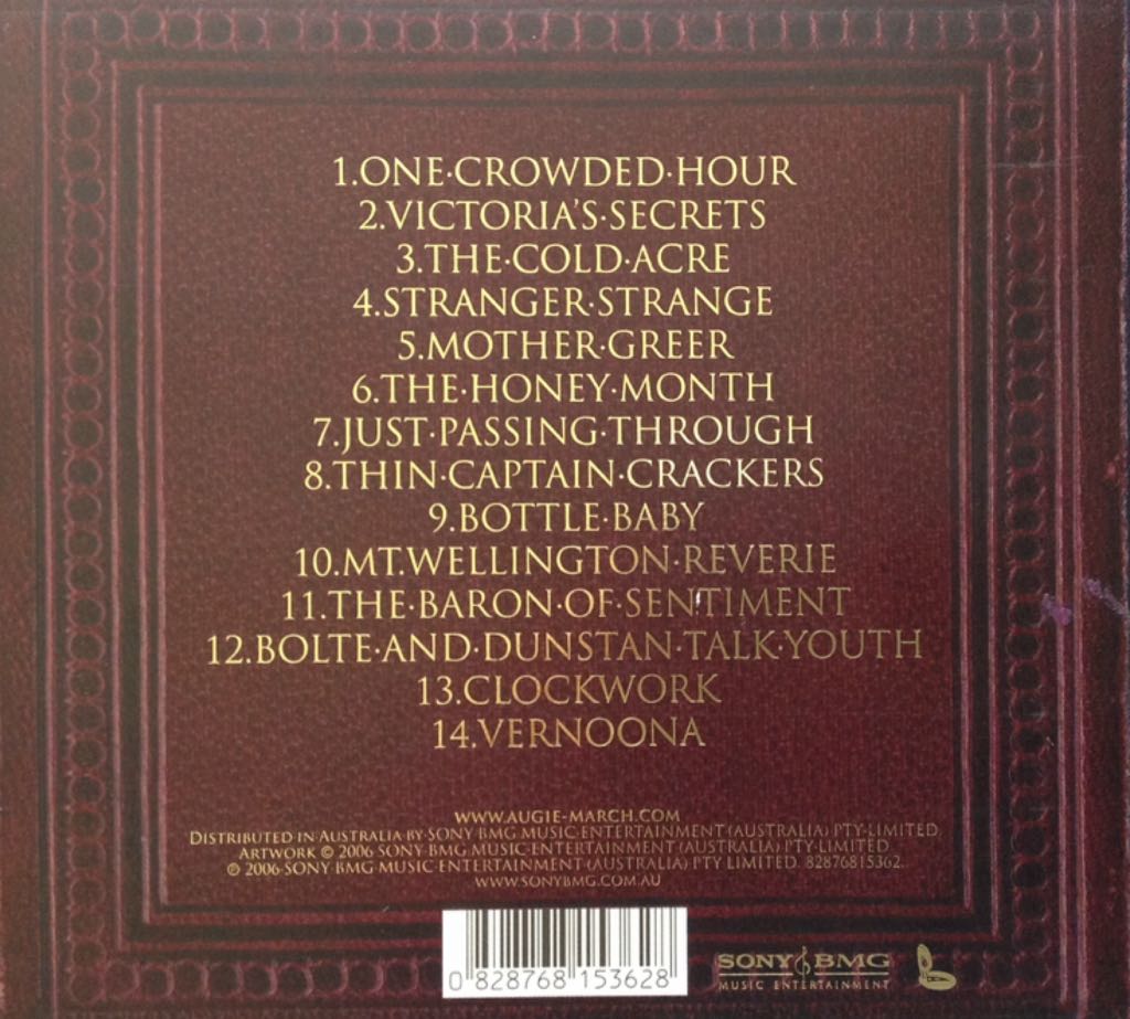 Moo, You Bloody Choir - Augie March (CD - 66:10) music collectible [Barcode 0828768153628] - Main Image 2