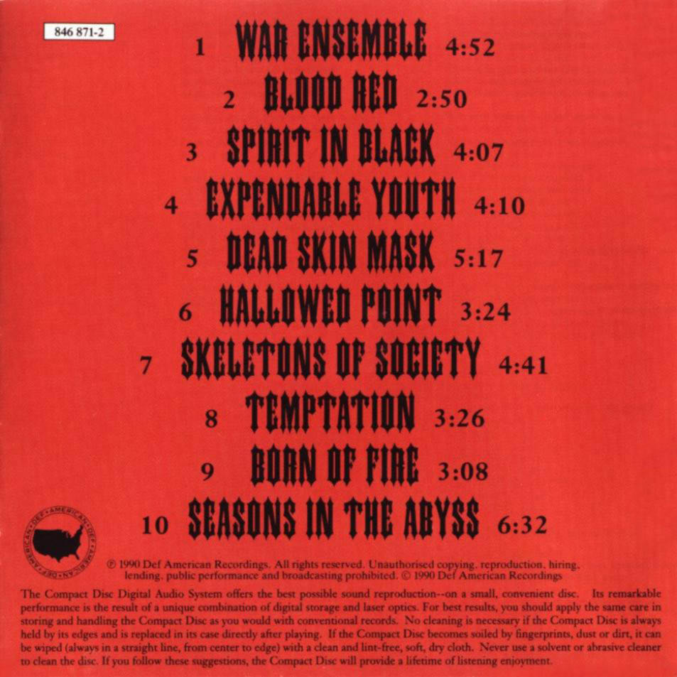 Seasons In The Abyss - Slayer (CD - 43) music collectible [Barcode 075992430722] - Main Image 3