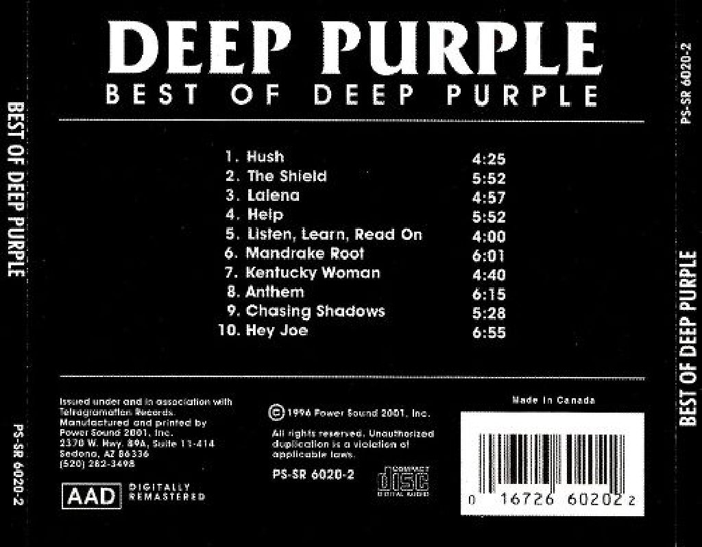 Best of Deep Purple (MP3) - Deep Purple (CD - 52.25) music collectible [Barcode 016726602022] - Main Image 2
