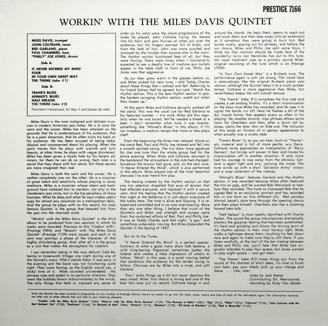 Workin With The Miles Davis Quintet - Miles Davis Quintet music collectible - Main Image 2