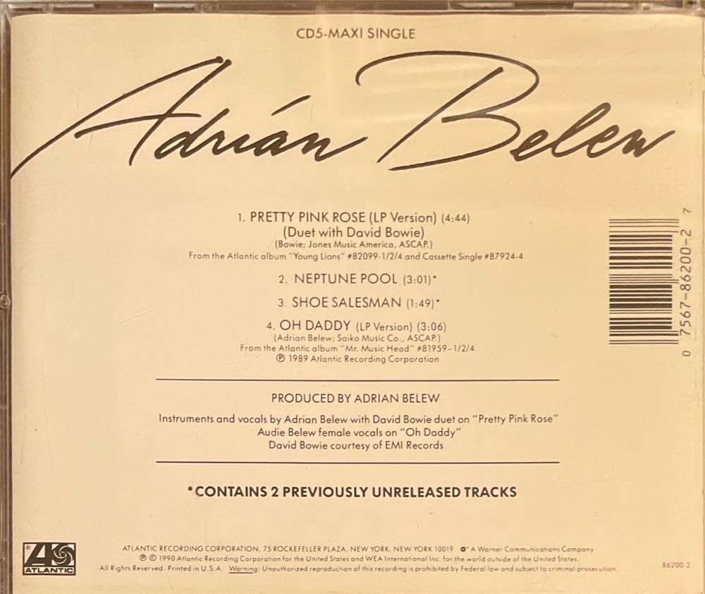 Pretty Pink Rose - Belew, Adrian (CD - 13) music collectible [Barcode 075678620027] - Main Image 2