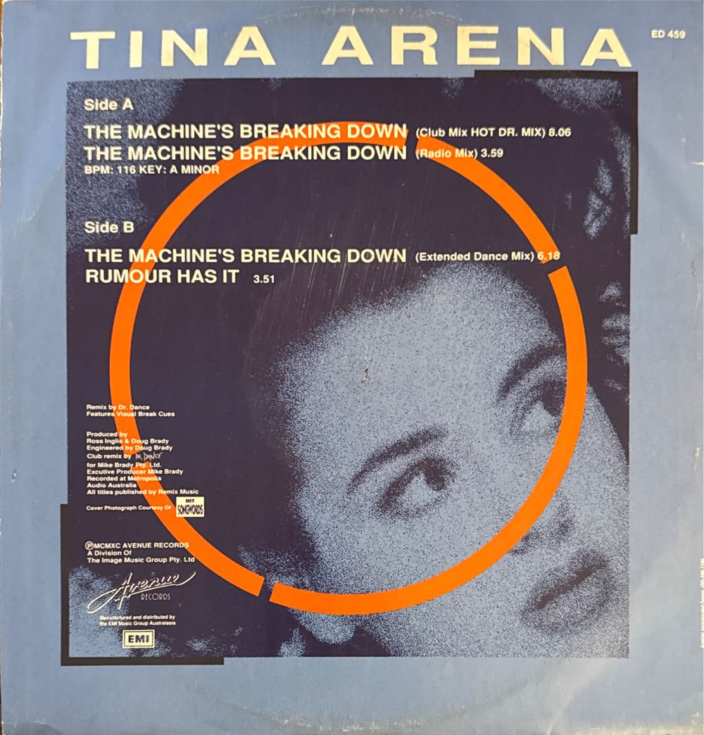 The Machine’s Breaking Down - Tina Arena (12”) music collectible [Barcode 9399100781812] - Main Image 2