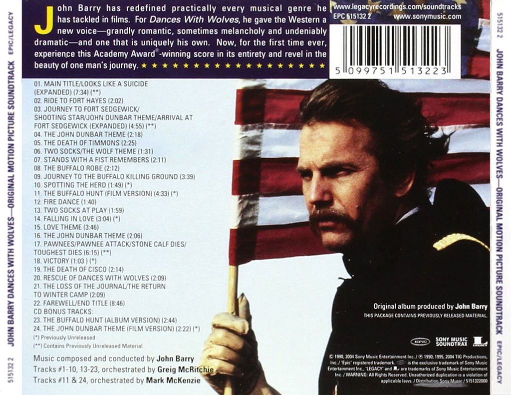 Dances With Wolves - Expanded 2004 - John Barry (CD) music collectible [Barcode 5099751513223] - Main Image 2