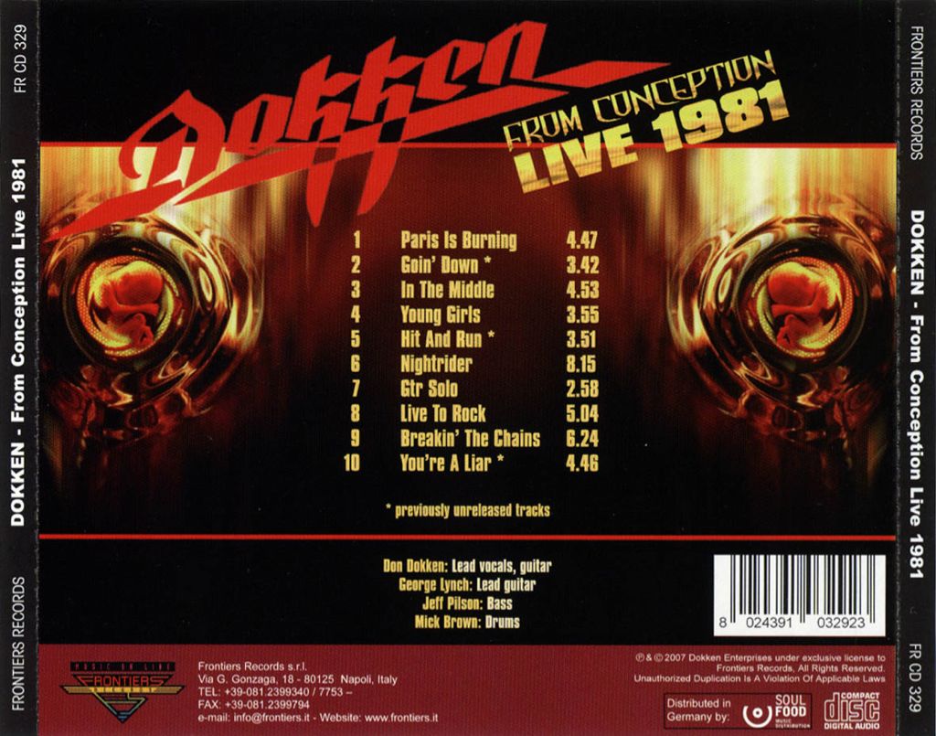 From Conception: Live 1981 - Dokken (CD) music collectible [Barcode 081227488826] - Main Image 2