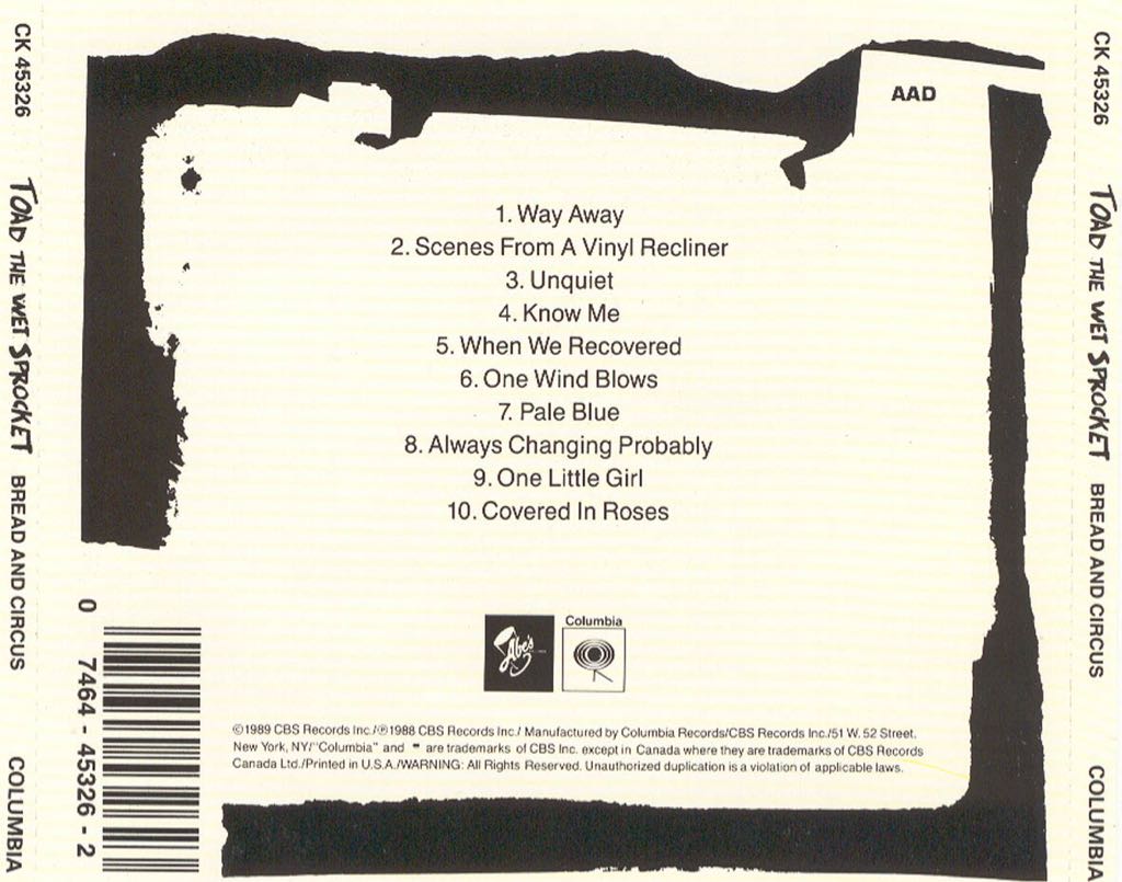 Bread And Circus - Toad The Wet Sprocket (CD - 3745) music collectible [Barcode 074644532623] - Main Image 2