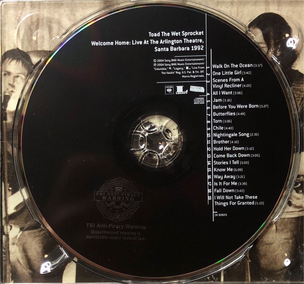 Welcome Home: Live - Toad The Wet Sprocket (CD) music collectible [Barcode 827969282526] - Main Image 3
