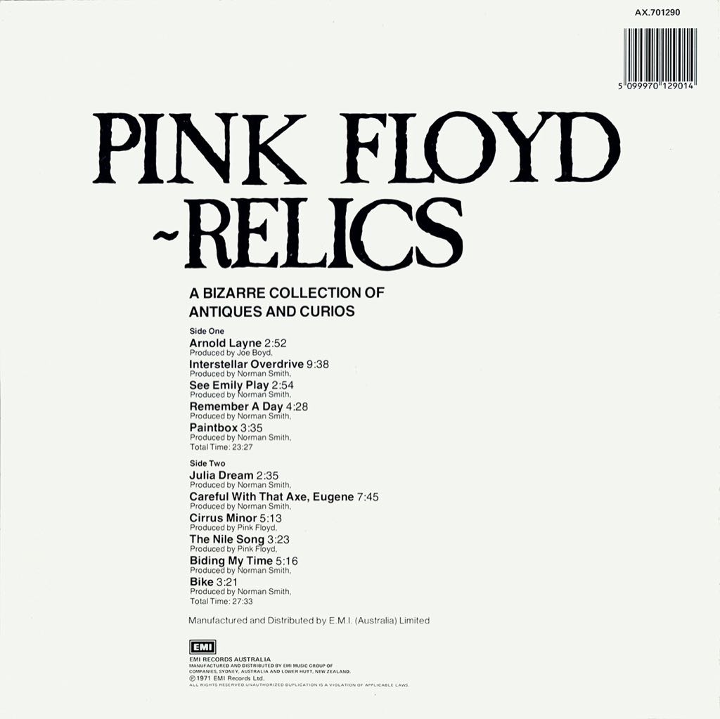 Relics - Pink Floyd (12”) music collectible [Barcode 190295996918] - Main Image 2
