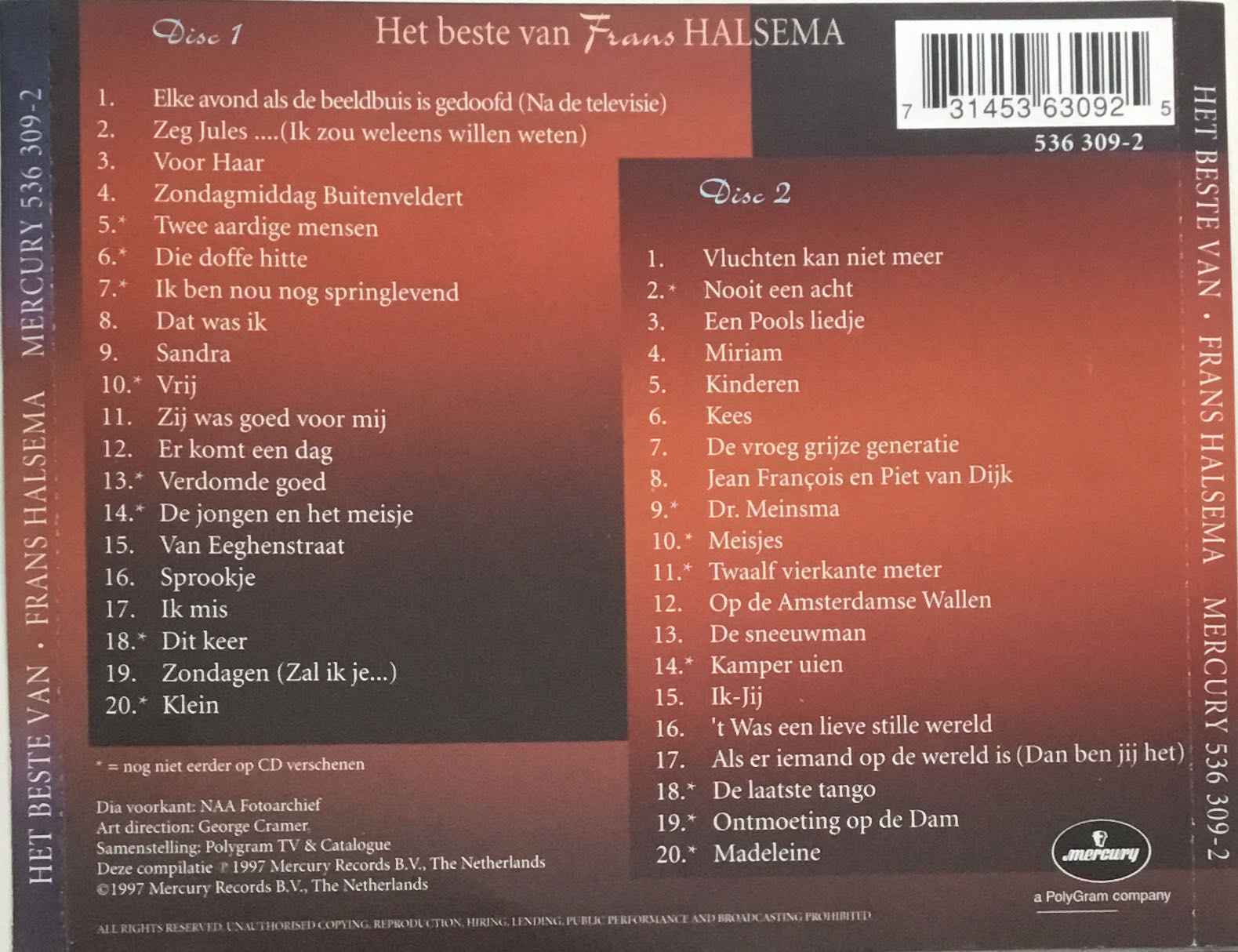 Het Beste Van Frans Halsema - Halsema, Frans (CD - 133) music collectible [Barcode 731453630925] - Main Image 2